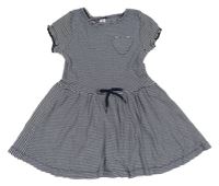 Tmavomodro-biele prúžkované bavlnené šaty Topolino