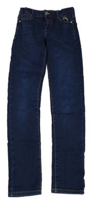 Tmavmodré elastické skinny rifle Okaidi