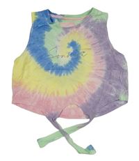 Farebný batikovaný crop top s logom a uzlom Sonneti