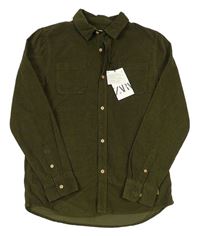 Khaki menšestrová košeľa ZARA