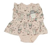 Svetloružové šaty s myšmi a volánikmi a všitým body so cute