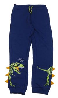 Tmavomodré tepláky s kostrou dinosaura a ostny Kiki&Koko