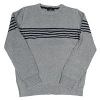 Tmavomodro-biely melírovaný rebrovaný sveter s pruhmi C&A