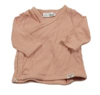 Pudrové žebrované zavinovací propínací triko se srdíčkem Ergee