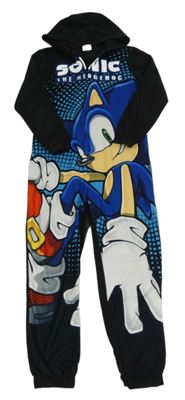Černá fleecová kombinéza se Sonicem a kapucí George