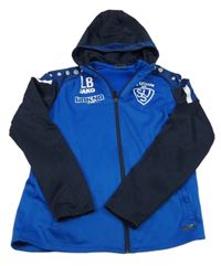 Safírovo-tmavomodrá thermo prepínaci futbalová mikina so znakom a kapucňou JAKO