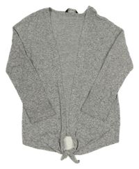 Sivo-biely melírovaný úpletový cardigan s uzlom George