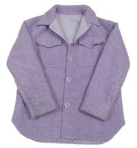 Levandulová huňatá zateplená košeľová bunda s golierikom St. Bernard