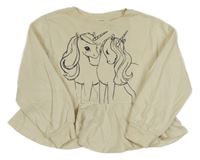 Smotanová tepláková tunika s jednorožcami H&M