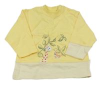 Nové - žlto-smotanová mikina so žirafou a tigrom a větvičkou BABYSANA