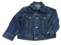 Tmavomodrá rifľová bunda s golierikom Benetton