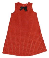 Červeno-strieborné kockované teplákové šaty s mašlou H&M