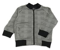 Šedo-bílo-černý kostkovaný vzorovaný teplákový bomber Next