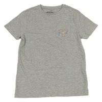 Sivé melírované tričko s vreckom so srdiečkom a nápisom M&S