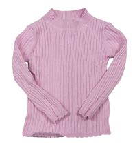 Ružový rebrovaný sveter so stojačikom Tu