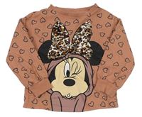 Staroružová mikina so srdiečkami a Minnie s překlápěcími flitre zn. Next