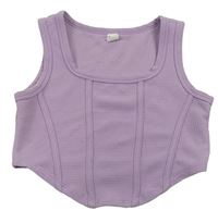 Lila rebrovaný crop top Shein