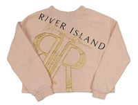 Ružová crop mikina s nápisom River Island