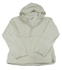Biela šušťáková jesenná bunda s kapucňou H&M