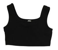 Čierny rebrovaný crop top Shein