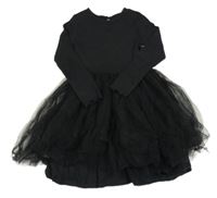 Černé bavlněno/tylové šaty Dunnes