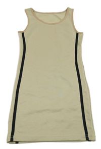 Béžové teplákové šaty s pruhmi