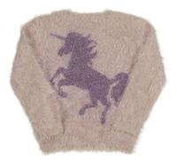 Ružový chlpatý trblietavý sveter s jednorožcom Nutmeg