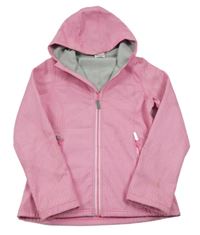 Neónově ružovo-biela vzorovaná softshellová bunda s kapucňou Yigga