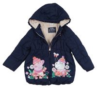 Tmavomodrá šusťáková zimní bunda s Peppou a kapucí George