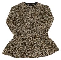 Hnědé třpytivé teplákové šaty s leopardím vzorem Next