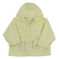 Žltá fleecová prepínaci mikina s výšivkami květů a kapucňou Ladybird