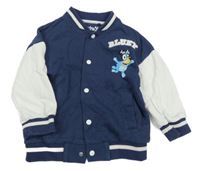 Tmavomodro-bílá baseballová mikina s Bluey