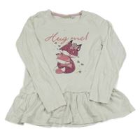 Smetanové triko s liškou s flitry Kids