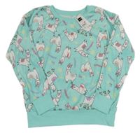 Nové - Tyrkysová plyšová mikina s lamami Dunnes