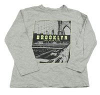 Sivé melírované tričko s Brooklynským mostem Primark