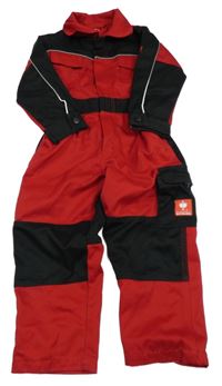 Červeno-černý pracovní overal s kapsami Engelbert Strauss