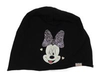Černá bavlněná čepice s Minnie s kamínky Disney