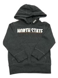 Antracitová melírovaná mikina s nápisom a kapucňou George