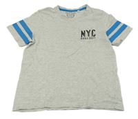 Sivé melírované tričko s vreckom s nápisom C&A