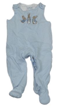 Světlemodro-bílé pruhované zateplené dupačky s Králíčkem Petrem Jojo Maman Bébé