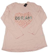 Nové - Růžové triko se vzorovaným srdcem Dunnes