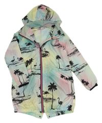 Mátovo-ružovo-žltá šušťáková parka s palmami a kapucňou Next