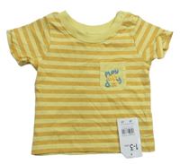 Žlto-okrové pruhované tričko s vreckom zn. Mothercare
