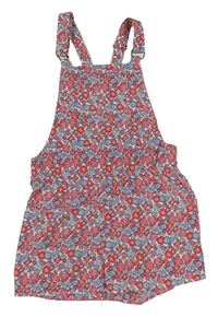 Modro-červeno-bílé květované laclové lehké kraťasy H&M