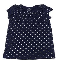 Tmavomodré vzorované tričko s motýlky H&M