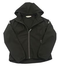 Černá sofhtshellová bunda s pruhy a kapucí H&M