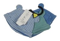 Nové - 3x čepice - modrá s hvězdičkami + zelená + bílo-modrá pruhovaná F&F