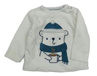 Biela zamatová mikina s medvěďom C&A