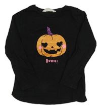 Čierne tričko s tekvicou H&M