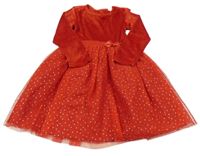 Červené sametové šaty s tylovou sukní Kiki&Koko